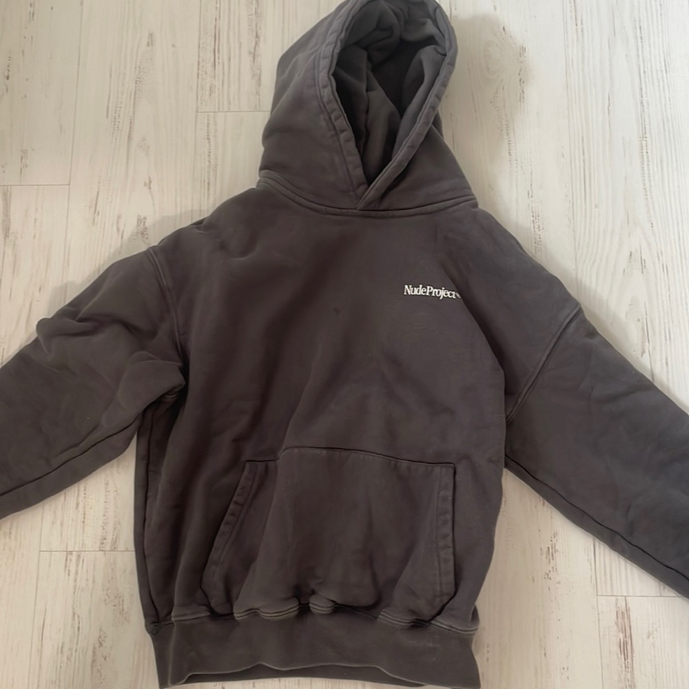 nude project worn a bunch of time SHRUNKEN hoodie